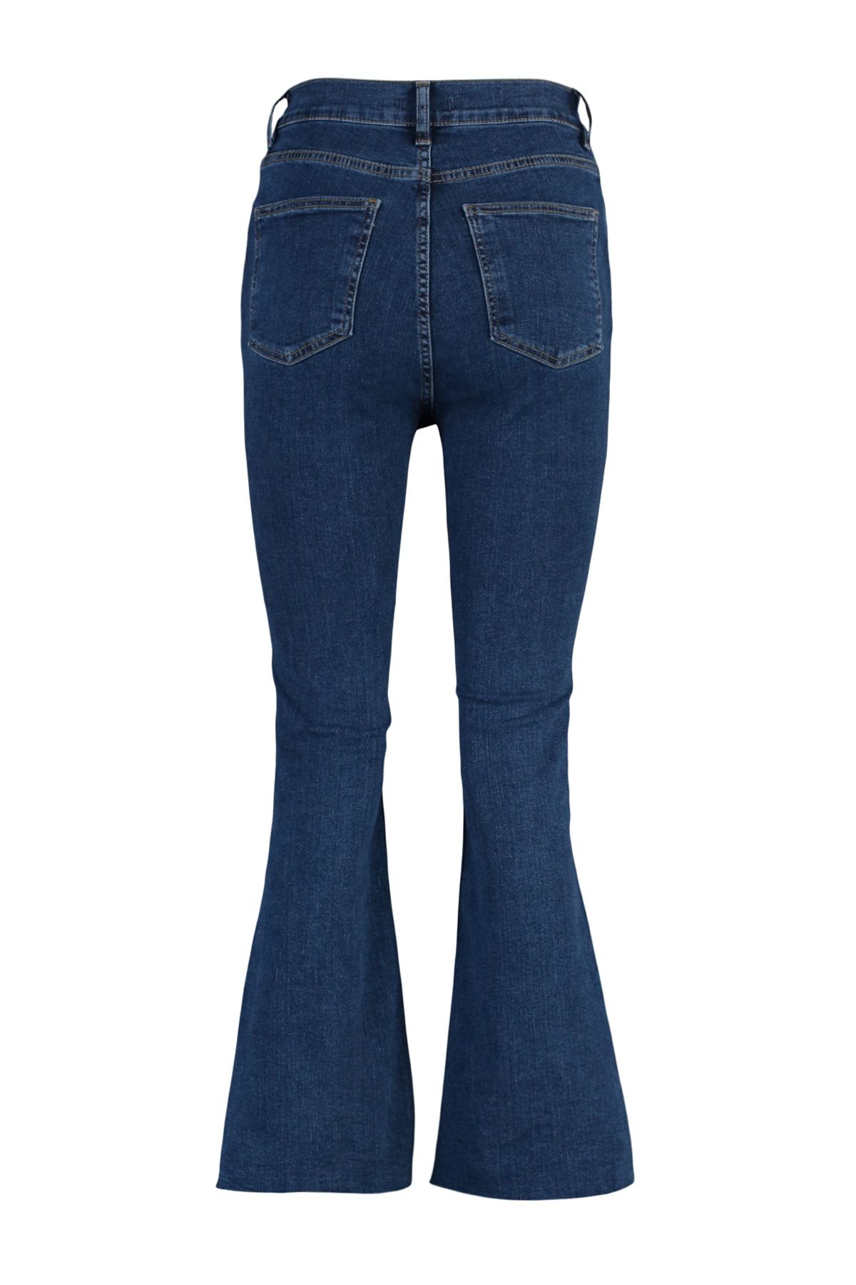 Trendyol Collection-Dunkelblaue, nachhaltigere High Waist Crop Flare Jeans TWOAW23JE00393 8