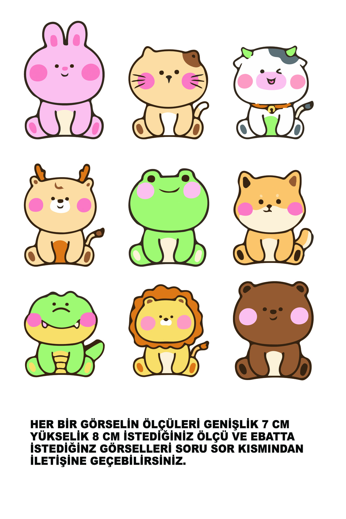 ErTaPassage Dtf Baskı A3 Boyut Tatlı Minik Karakterler Ütü Ile Dijital Baskı Dtf012