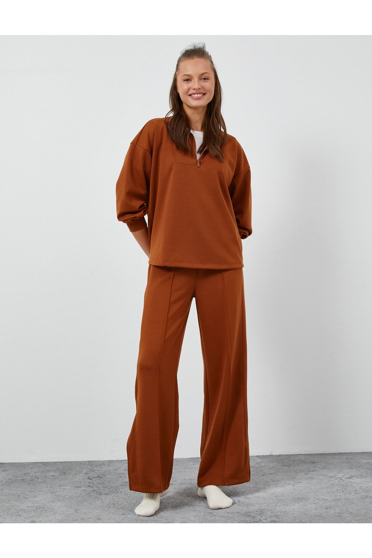 Koton Pyjamahose mit weitem Bein und Spitzenbund - Trendyol