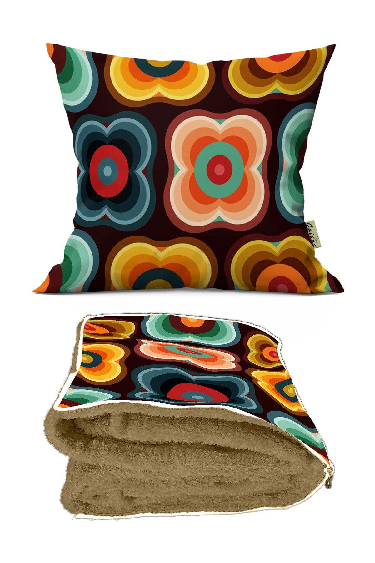 CeyCan Home Ethnic Patterned Optional 2 in 1 Pillow Blanket