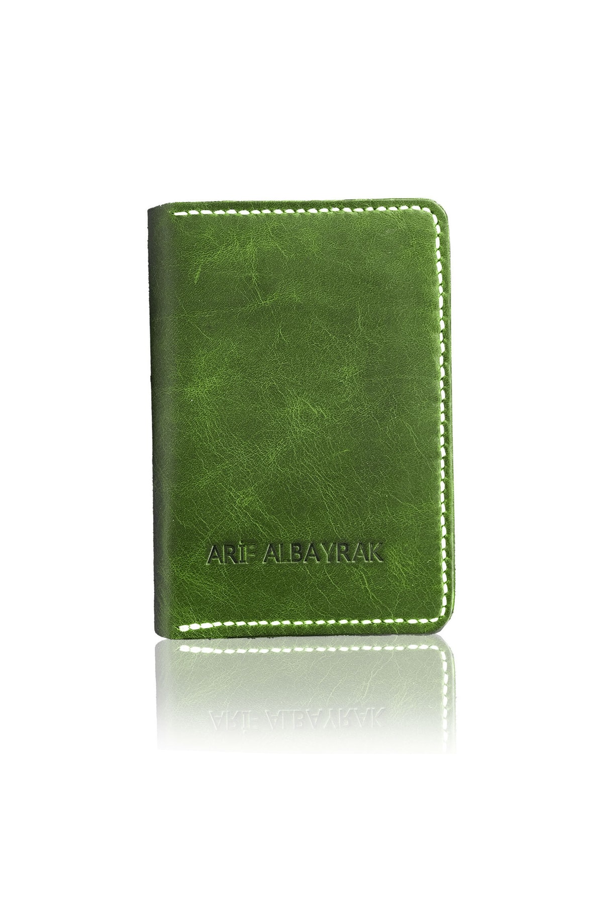 Çakıl Tasarım Hakiki Deri Isme Özel Pasaport Kılıfı - Yeşil