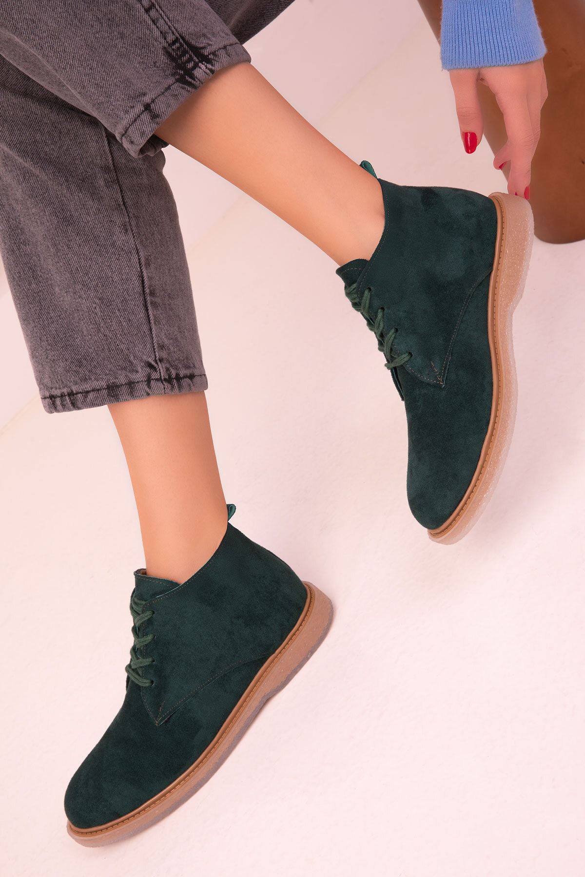 SOHO Yeşil Süet Kadın Bot & Bootie 17619