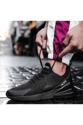 Unisex Günlük Yürüyüş Koşu Siyah - Siyah Air File Sneaker Spor Ayakkabı GNC001