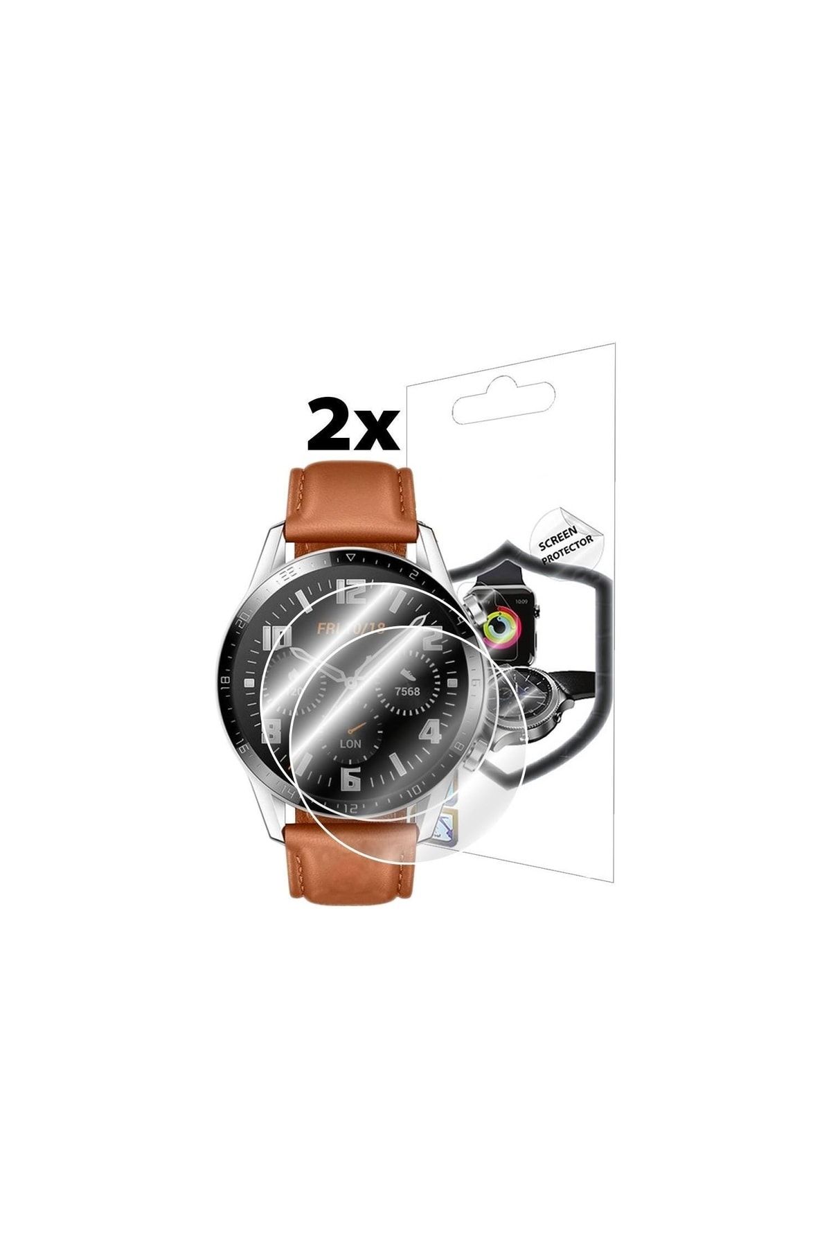 Ecr Mobile-Ecr Huawei Watch GT2 46mm Real Unbreakable Nano Screen Protector (2 Pieces) 2