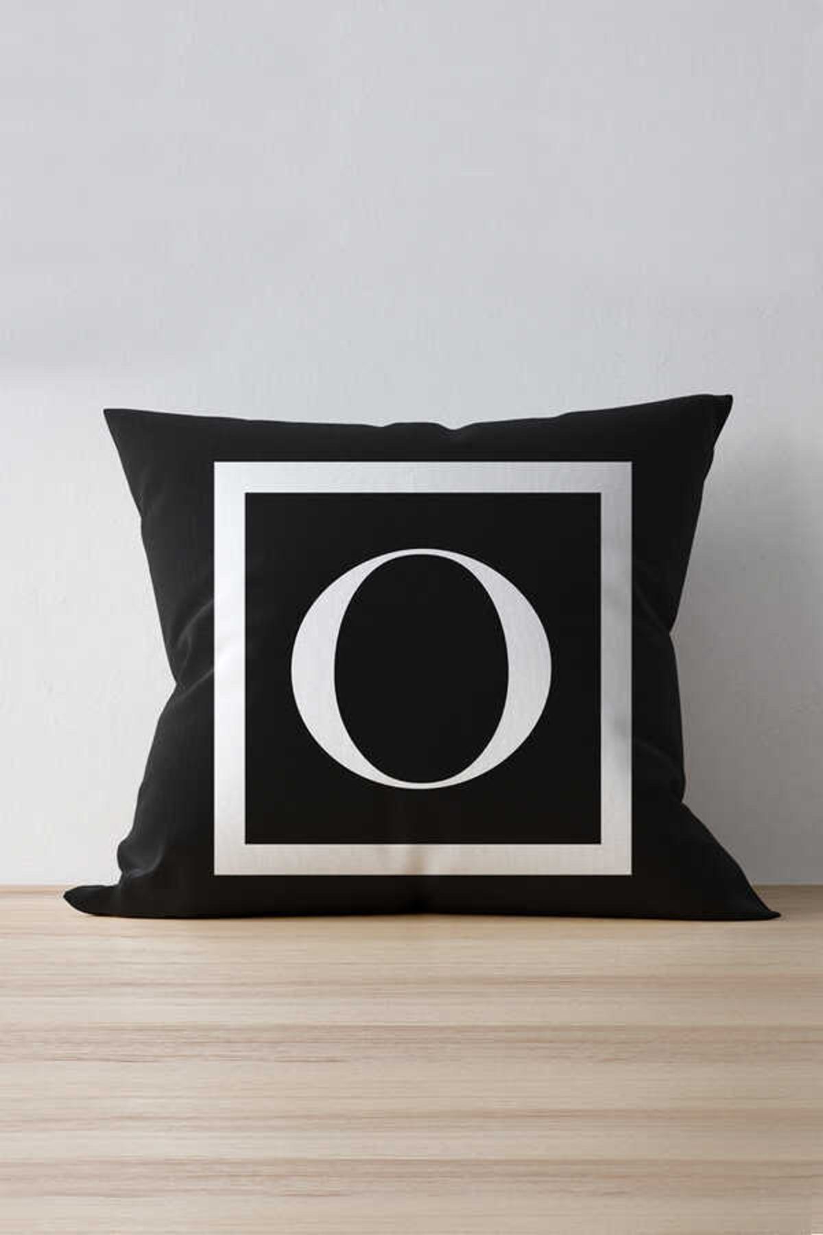 Cango Home Harfli Kırlent Yastık Kılıfı - O Harfi - 43x43 Cm