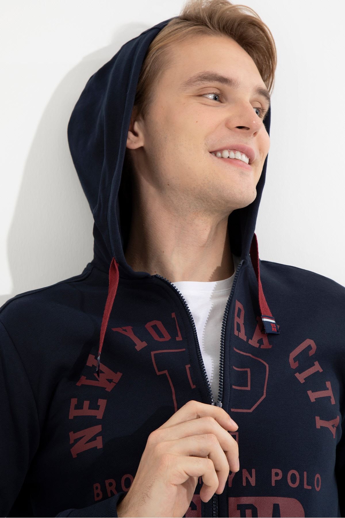 ژاکت کش باف پشمی مردانه آبی ناوی U.S. Polo Assn.