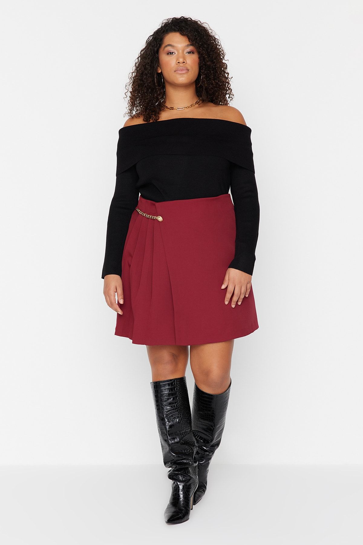 Plus size red and sale black skirt