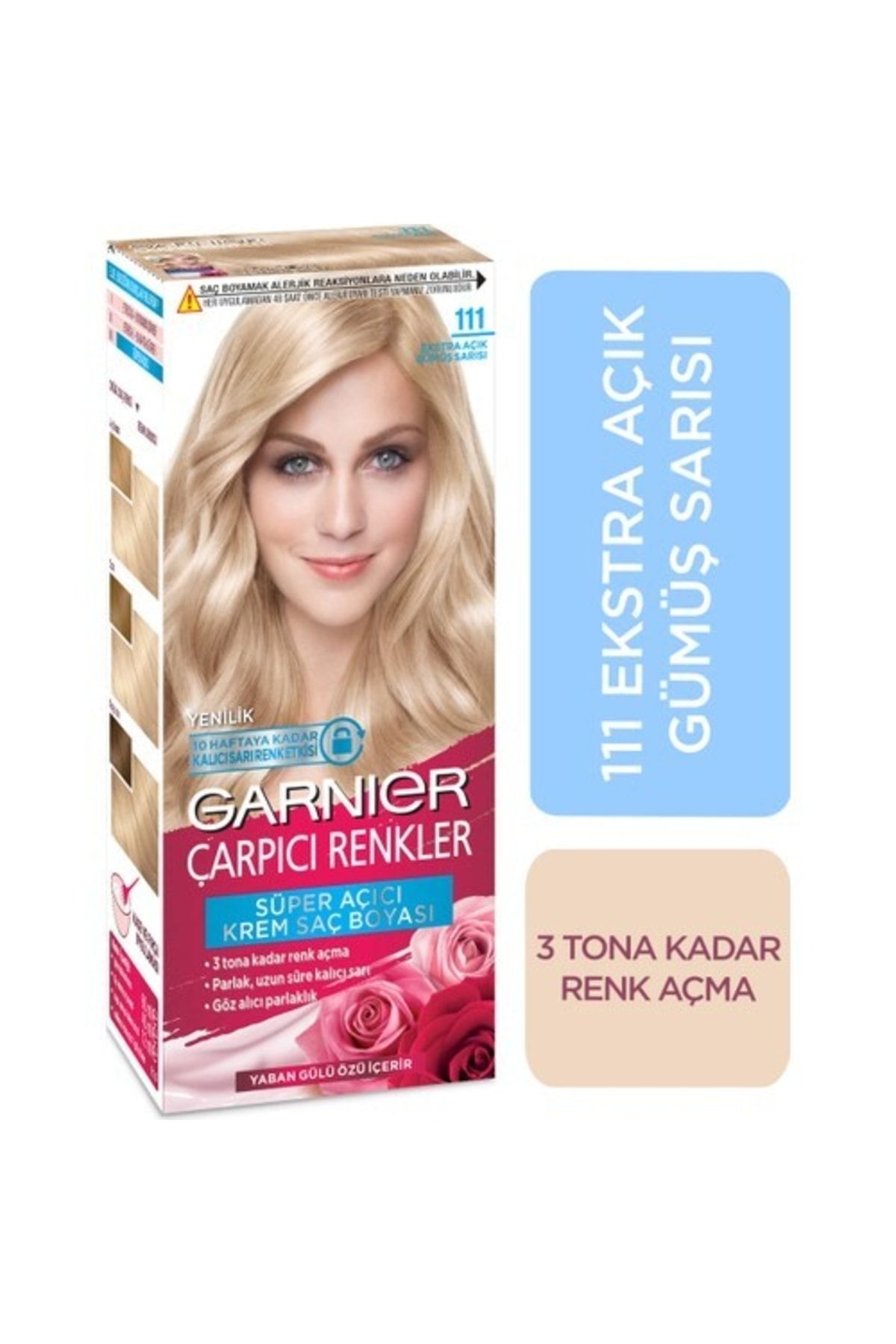رنگ مو زنانه رنگهای قابل توجه 111 زرد نقره ای فوق العاده باز Garnier