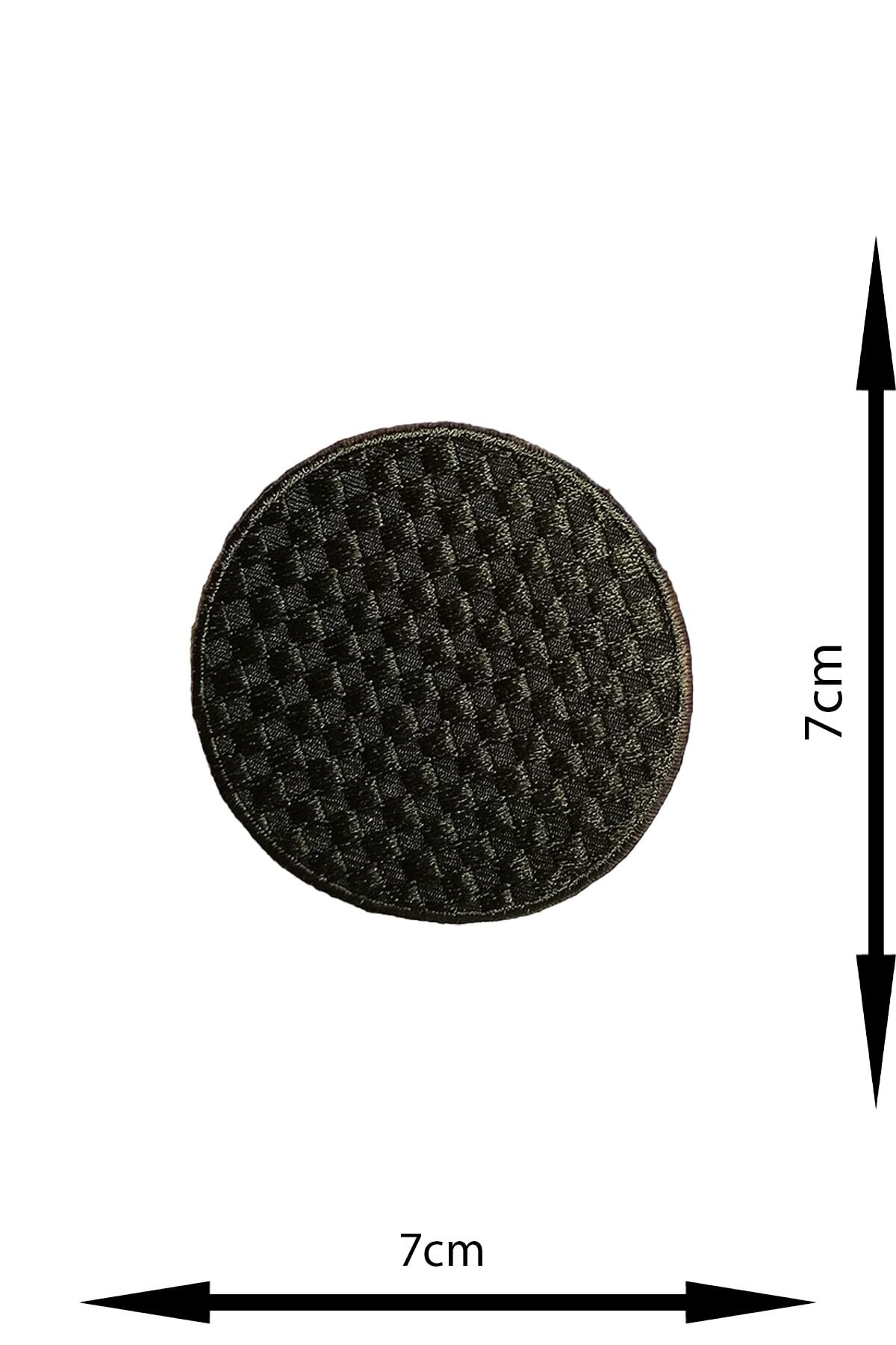 REMSATİC Ütü Ile Yapışan Arma - Patch - Dirsek Yama Modeli Yeşil Yuvarlak Pötikare (7cm Çap)