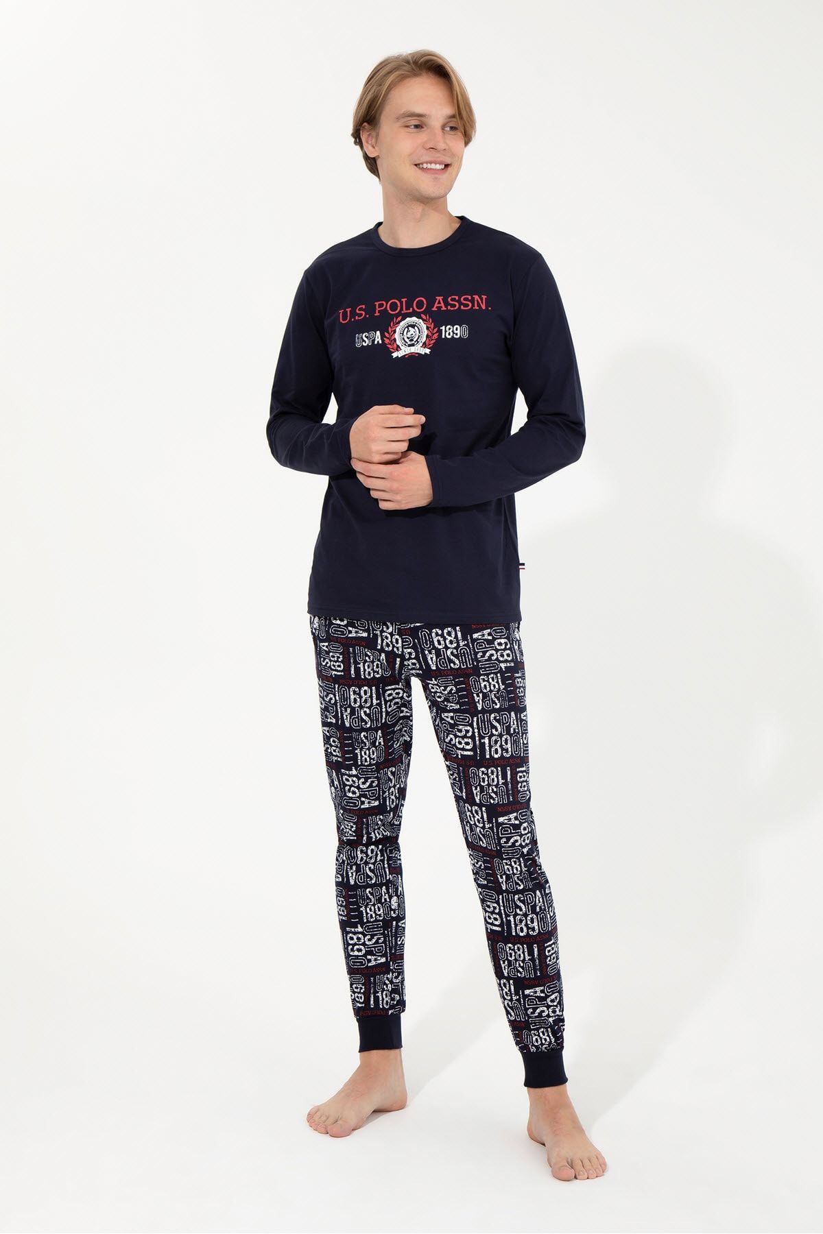 ست پیژامه آبی مردانه لباس خواب ناوی U.S. Polo Assn.