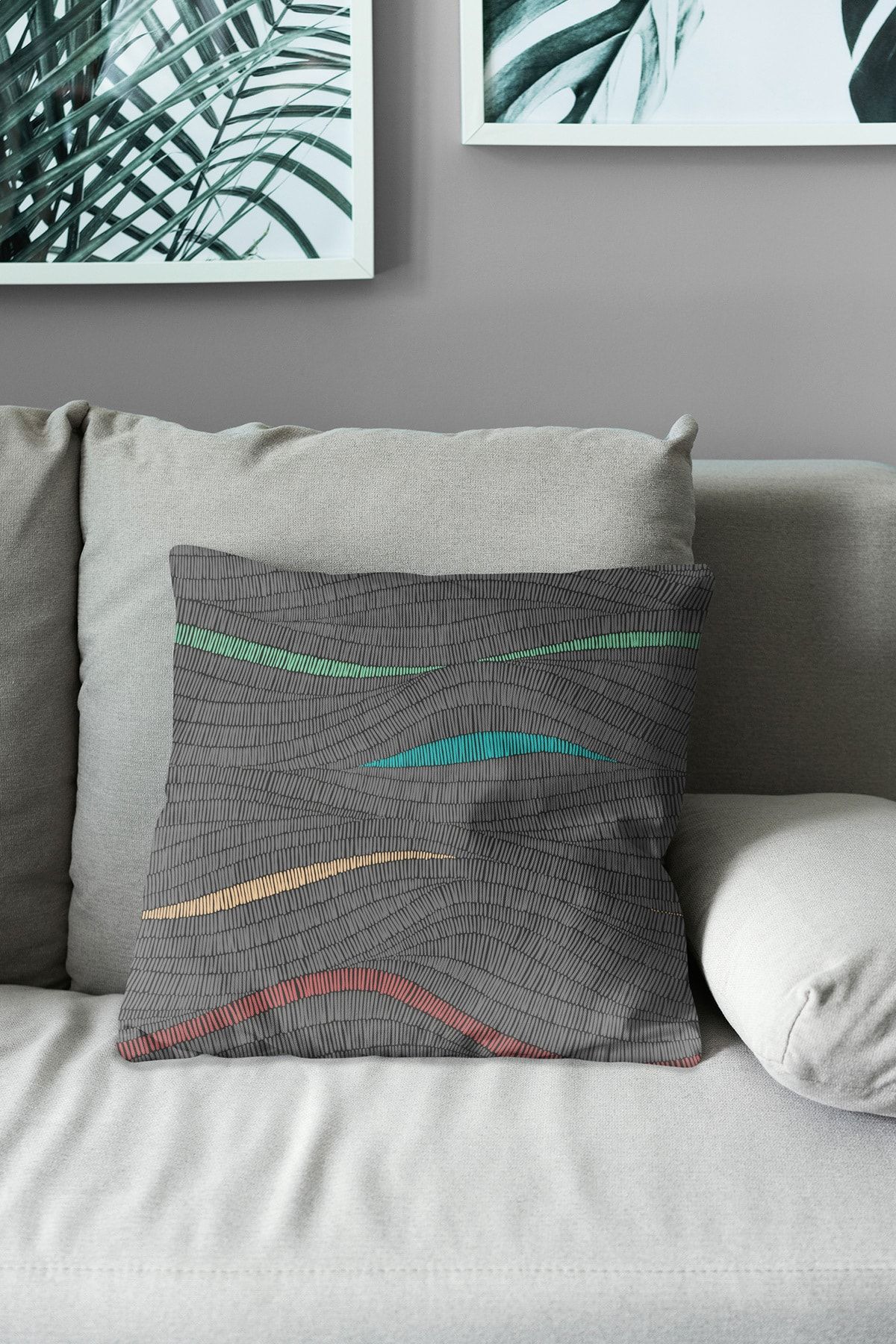 Moud's-Double Sided Printed Rug Line Patterned 2-Piece Combination Suede Throw Pillow Case 7