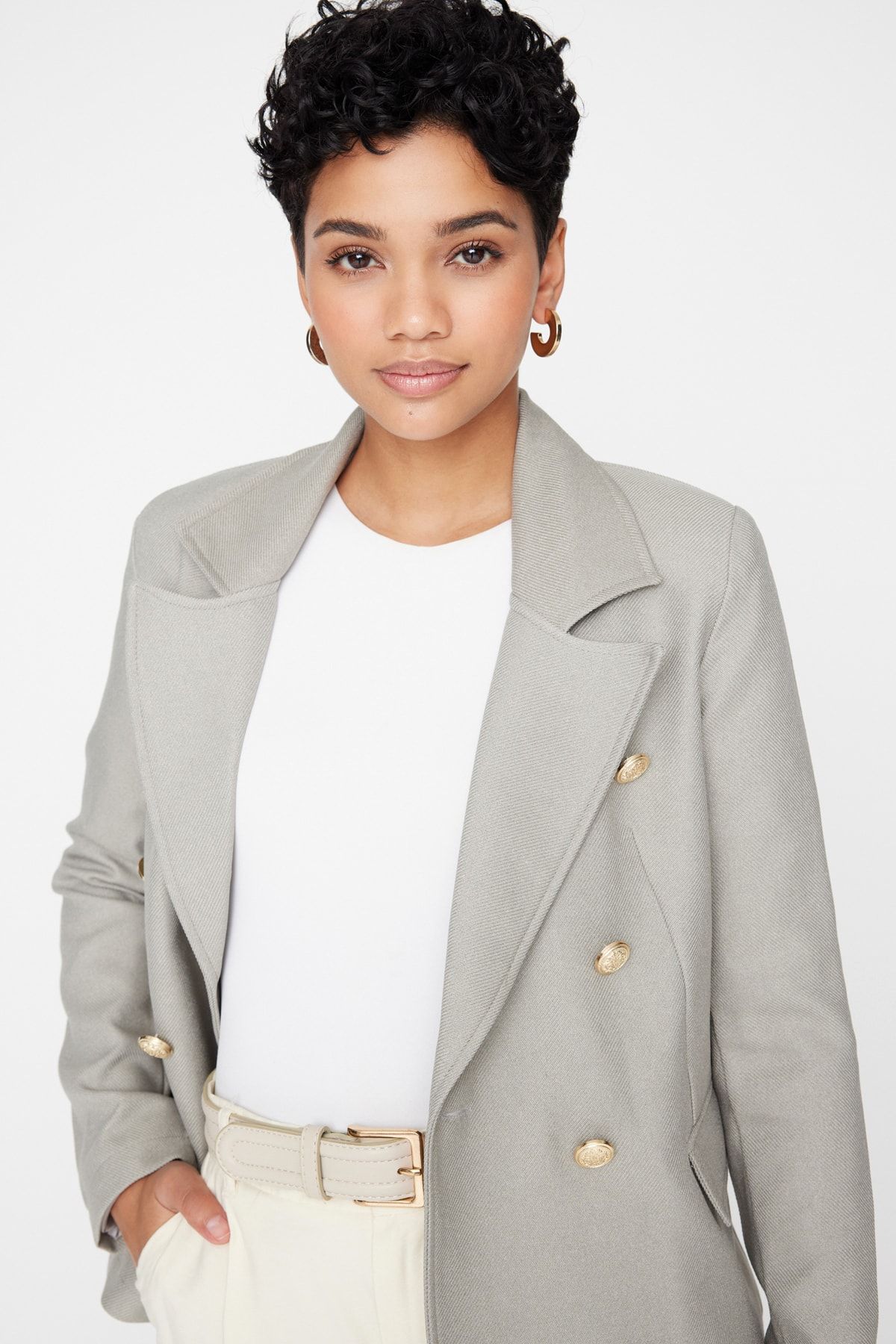 Trendyol Collection Blazer Grau Regular Fit Fast ausverkauft