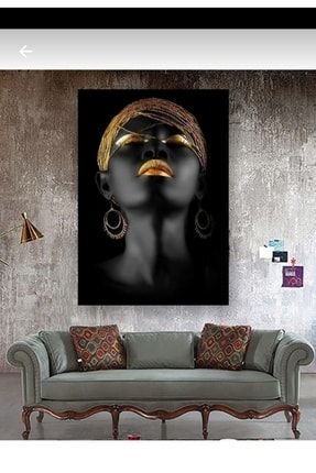 Kanvas Tablo Afrikalı Kadın Led'li Dekoratif Moda Gece Lambası Duvar Dekorasyon Işıklı Tablo Znc5x7 mry_001