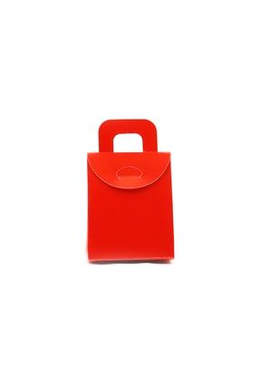 Kulplu Mini Karton Çerez Ve Hediye Kutusu Kırmızı 100 Adet 65KUTU0102