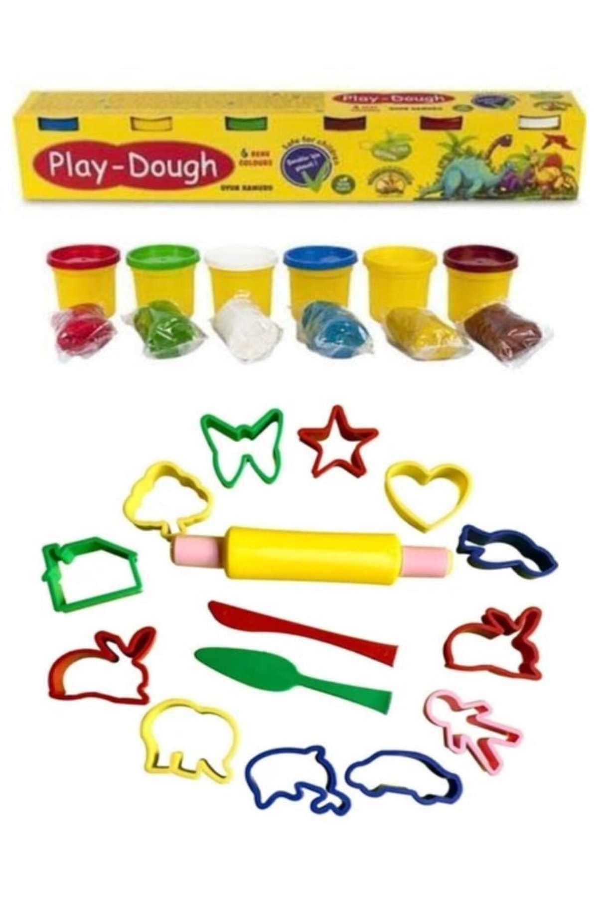 Play Dough Set of 6 and Play Dough Mold Set with Gift 15 Pieces