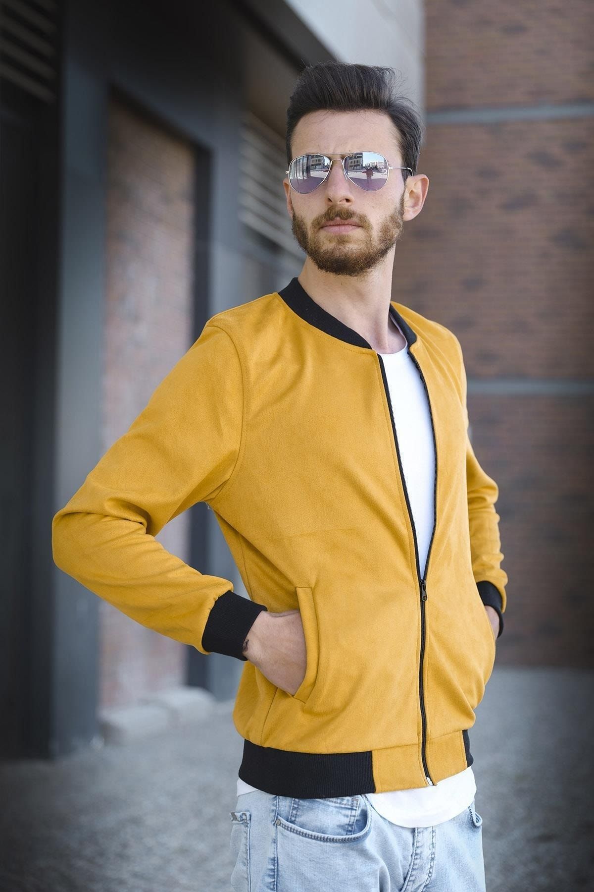 Yellow suede shop jacket mens