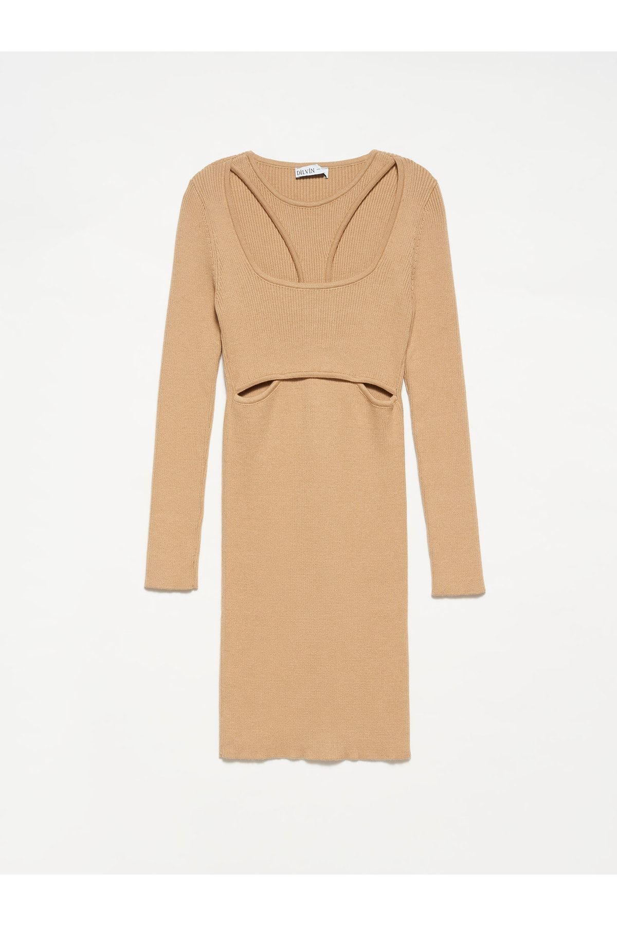 Dilvin Kleid Beige Bodycon Fast ausverkauft