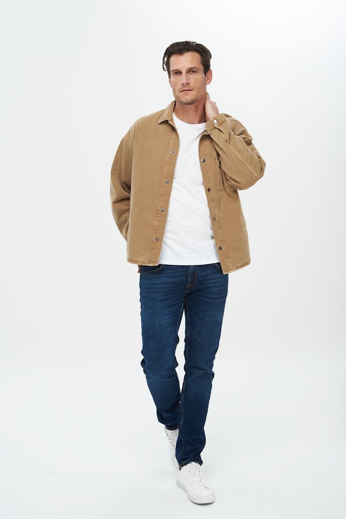 CROSS JEANS Matthew Koyu Mavi Normal Bel Slim Fit Fermuarlı Jean Pantolon E 125-020