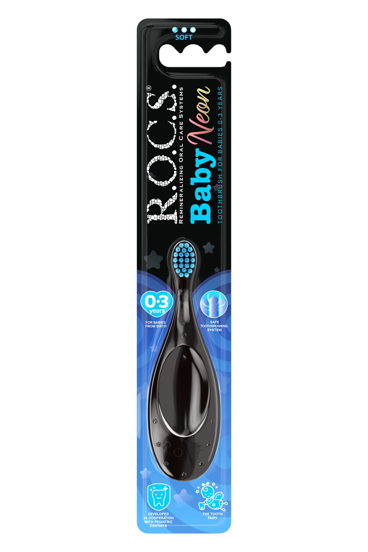 R.O.C.S. Baby Neon 0-3 Yaş Için Ekstra Yumuşak Diş Fırçası - Mavi
