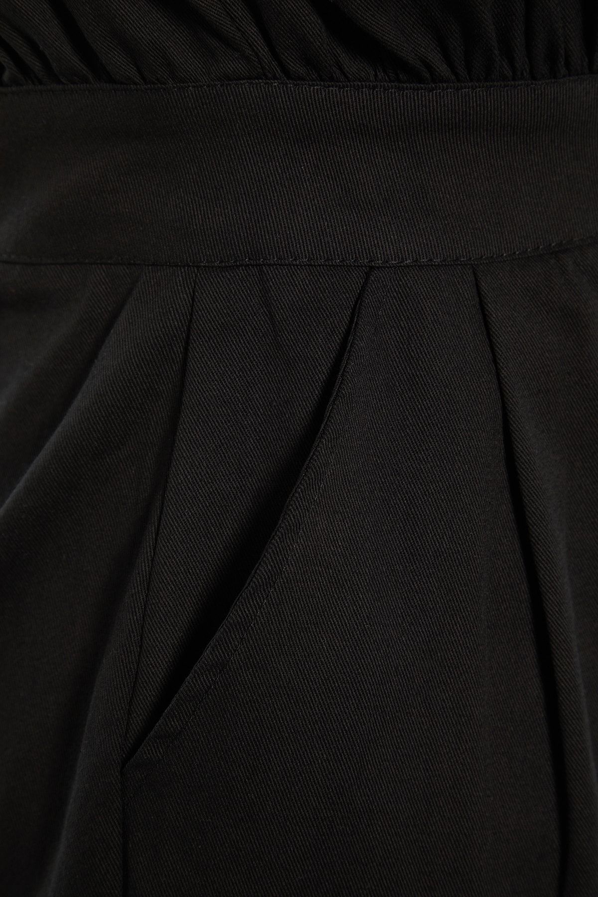 Trendyol Collection-Schwarzer ärmelloser Jumpsuit aus Gabardinegewebe mit Hemdkragen TWOSS21TU0233 7