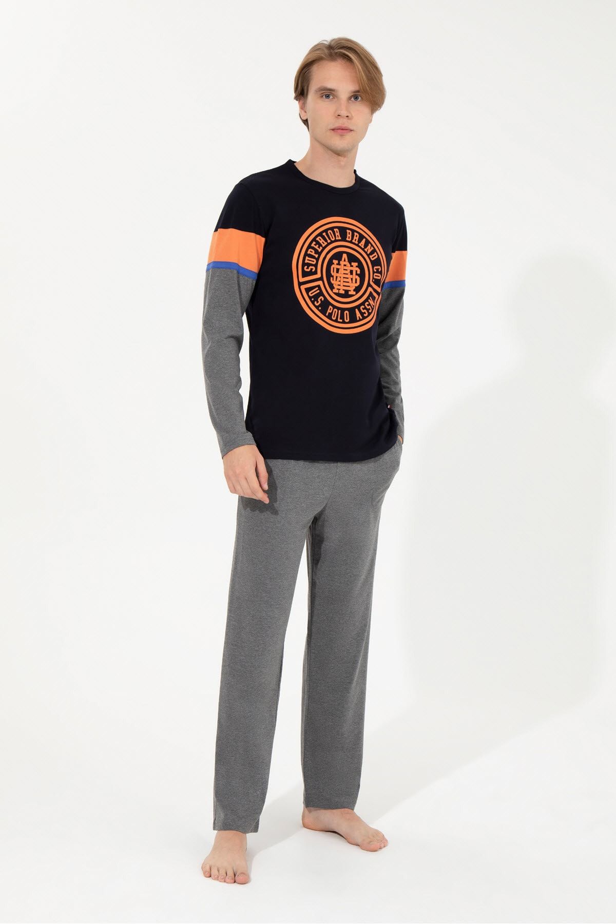 ست پیژامه آبی مردانه لباس خواب ناوی U.S. Polo Assn.