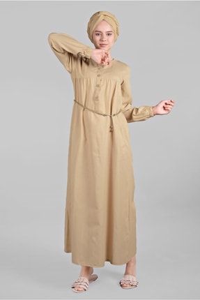 Kadın Bej (A.BEJ) Cep Detaylı Düğmeli Elbise 52 19YELBTR0052