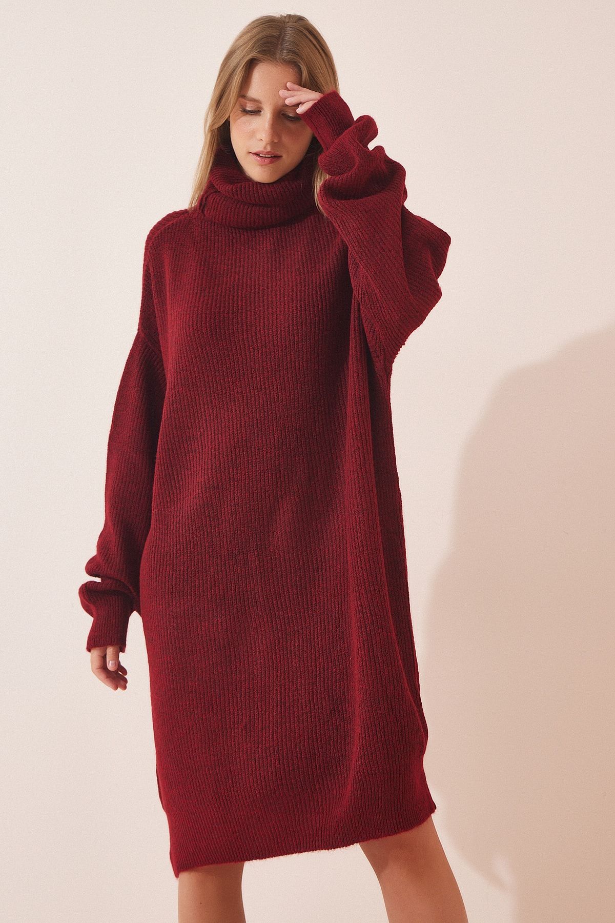 Maroon deals turtleneck dress