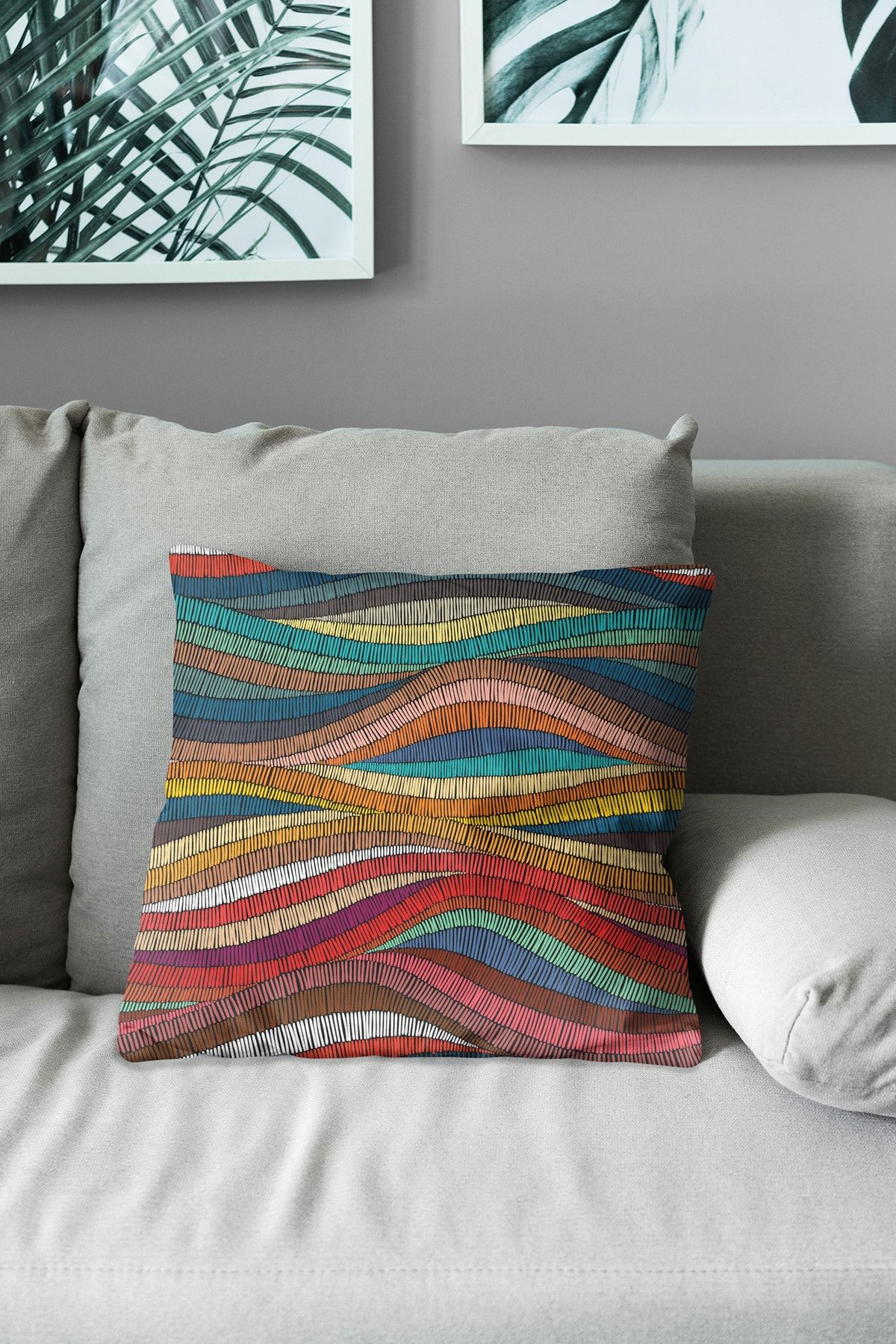 Moud's-Double Sided Printed Rug Line Patterned 2-Piece Combination Suede Throw Pillow Case 4