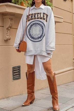 Kadın Berkeley Baskılı Oversize Sweatshirt brklyyfko