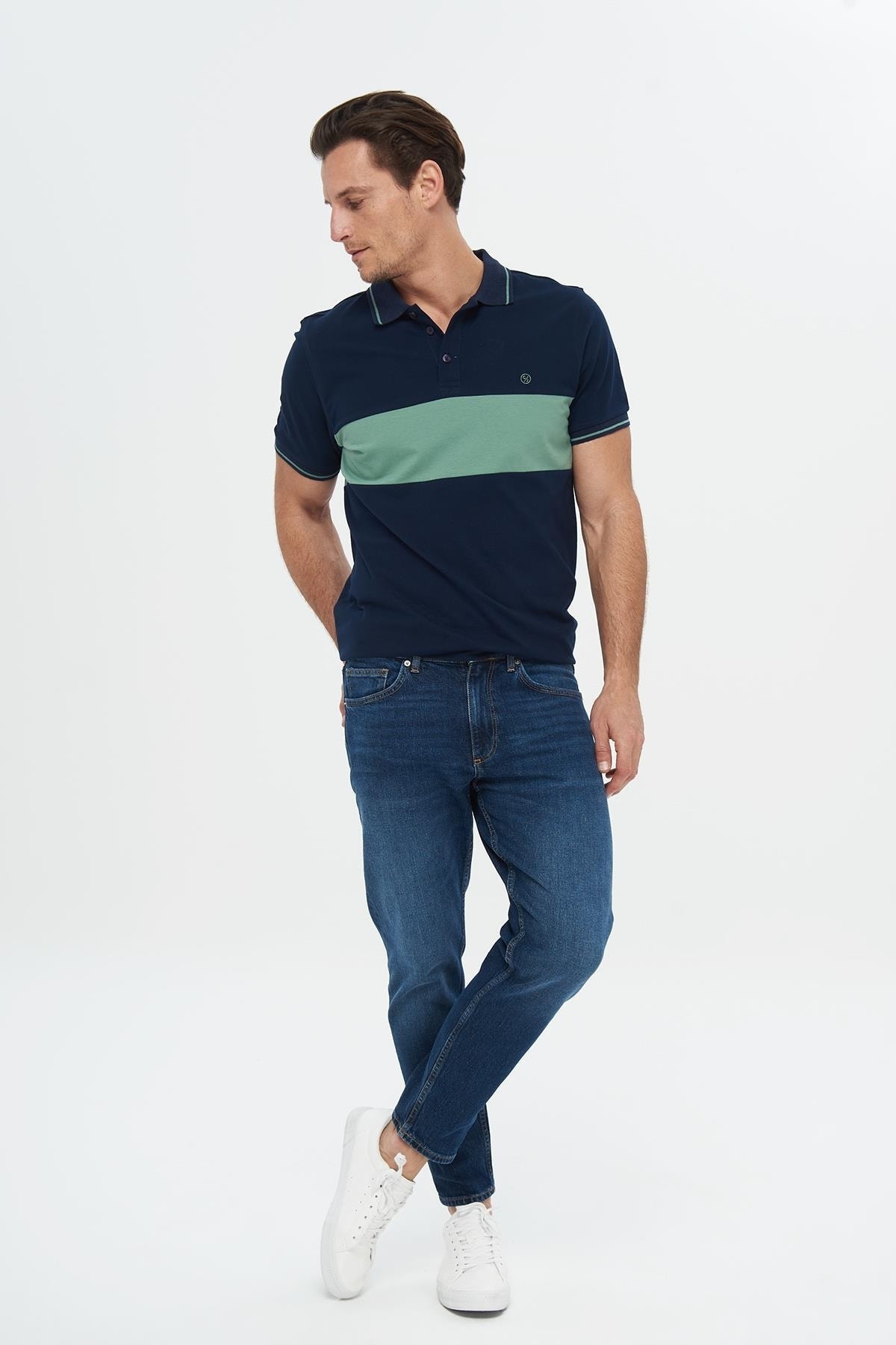 CROSS JEANS-Finn Dark Blue Regular Tapered Zippered Jean Trousers E 4407-008 1