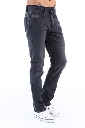 Erkek Gri Yüksel Bel Bol Kesim Boru Paça Kot Pantolon Regular Fit Jean - C336