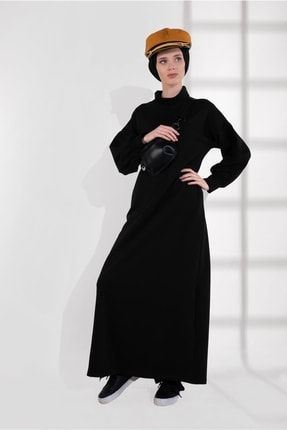 Kadın Siyah Pamuklu Eşofman Elbise 1413 20KESFTR1413