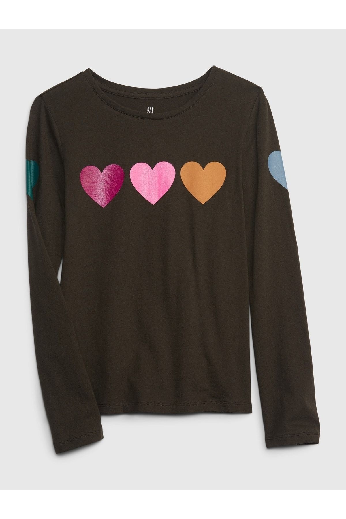 Kız Çocuk Kahverengi %100 Organik Pamuk Grafik Baskılı T-shirt