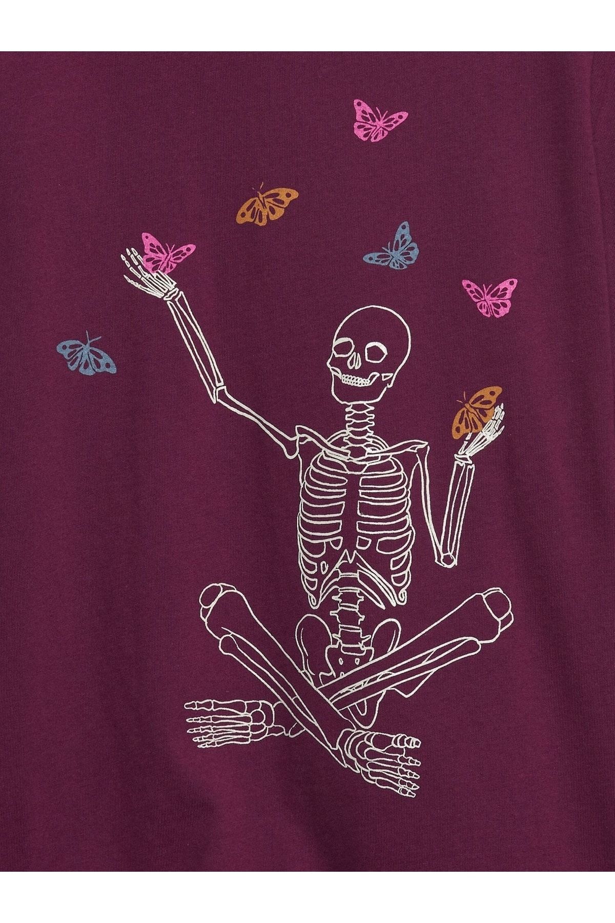 Kız Çocuk Kahverengi %100 Organik Pamuk Grafik Baskılı T-shirt