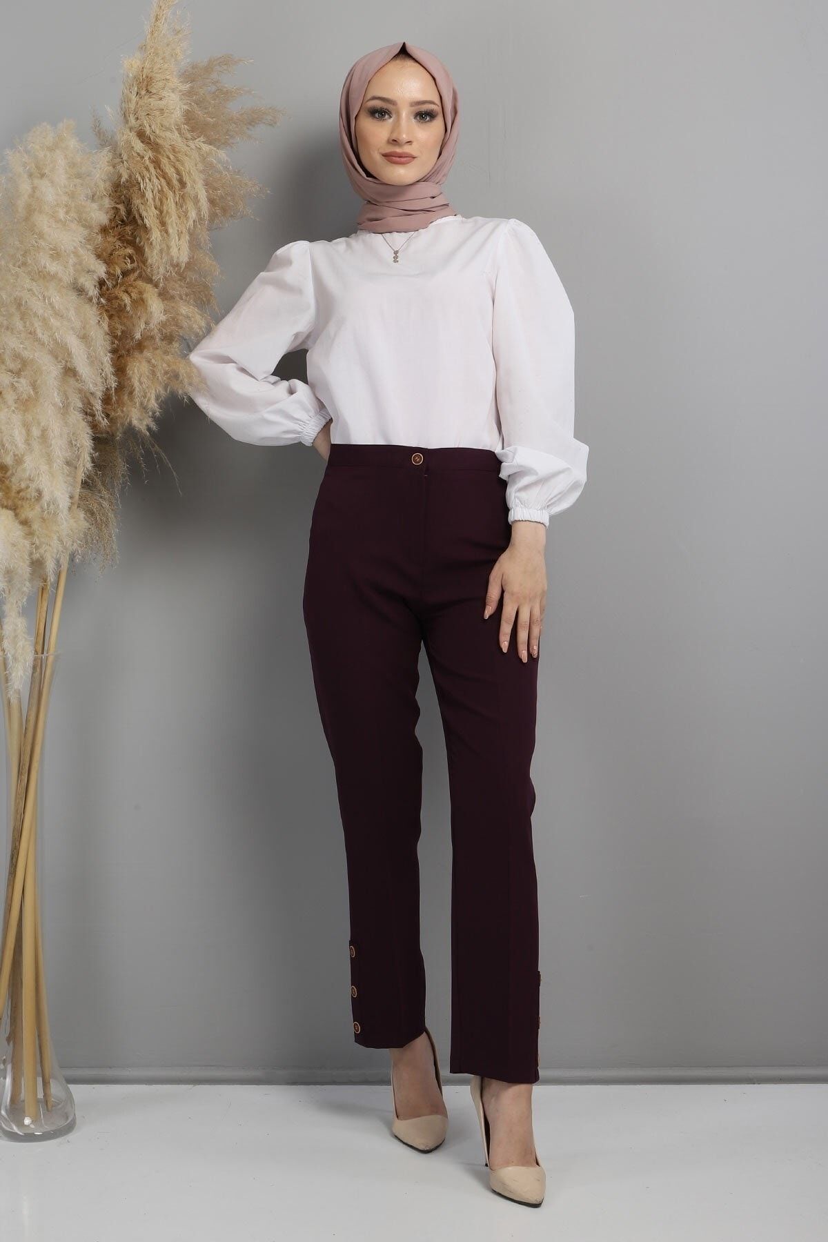 Modamihram-Fabric Trousers Purple 10630 3
