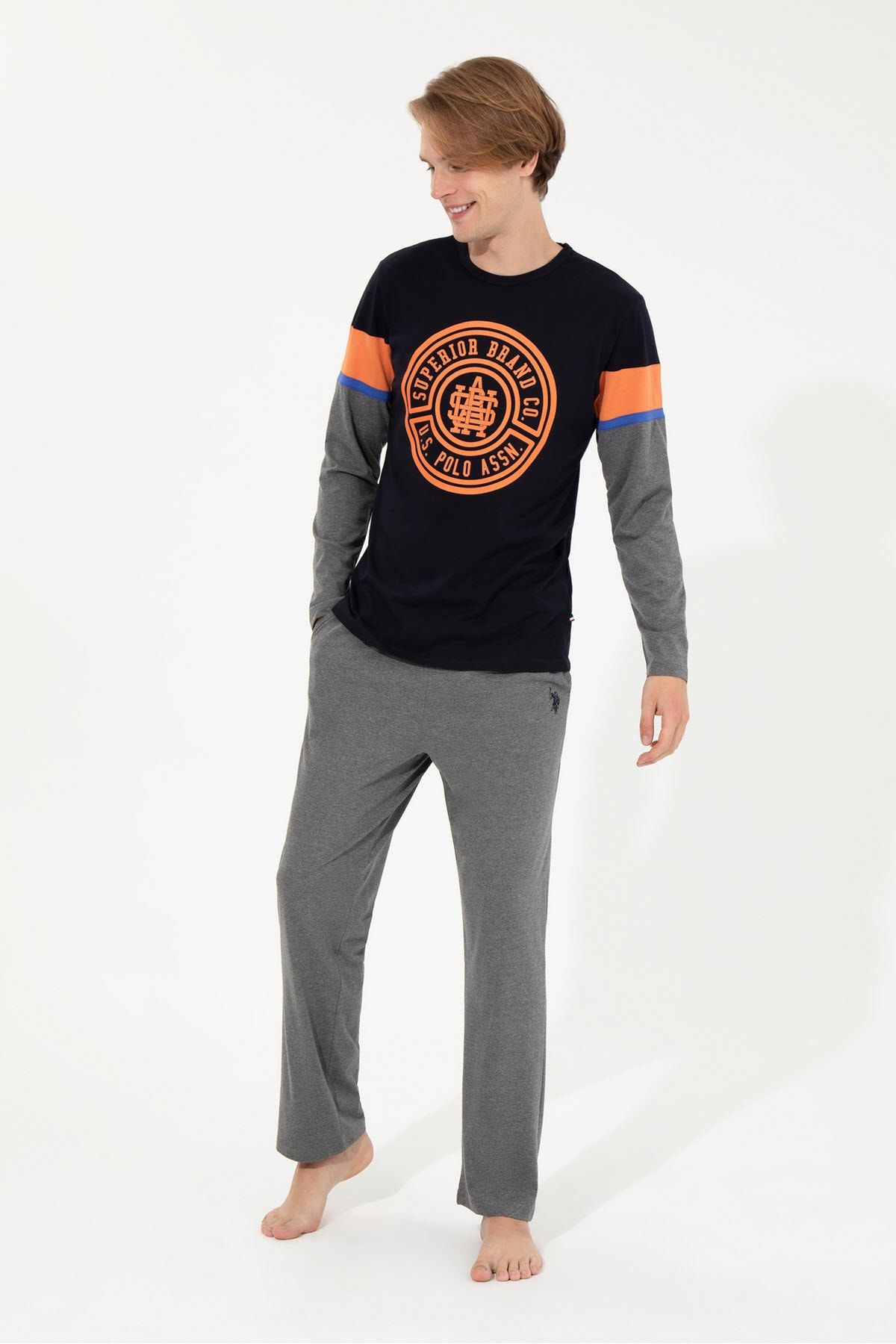 ست پیژامه آبی مردانه لباس خواب ناوی U.S. Polo Assn.