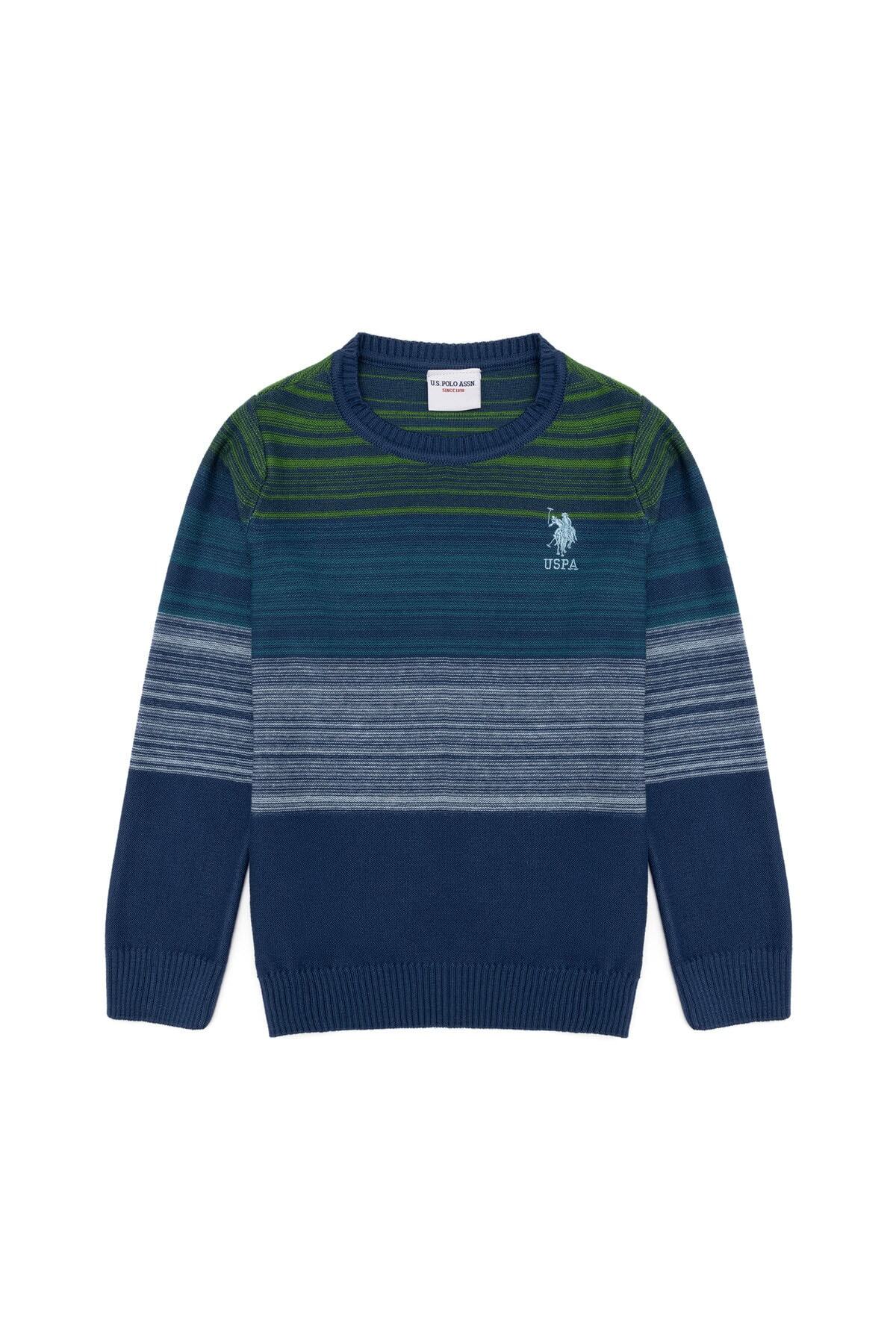 U.S. Polo Assn.-Pulover cu dungi albastre pentru baieti 1