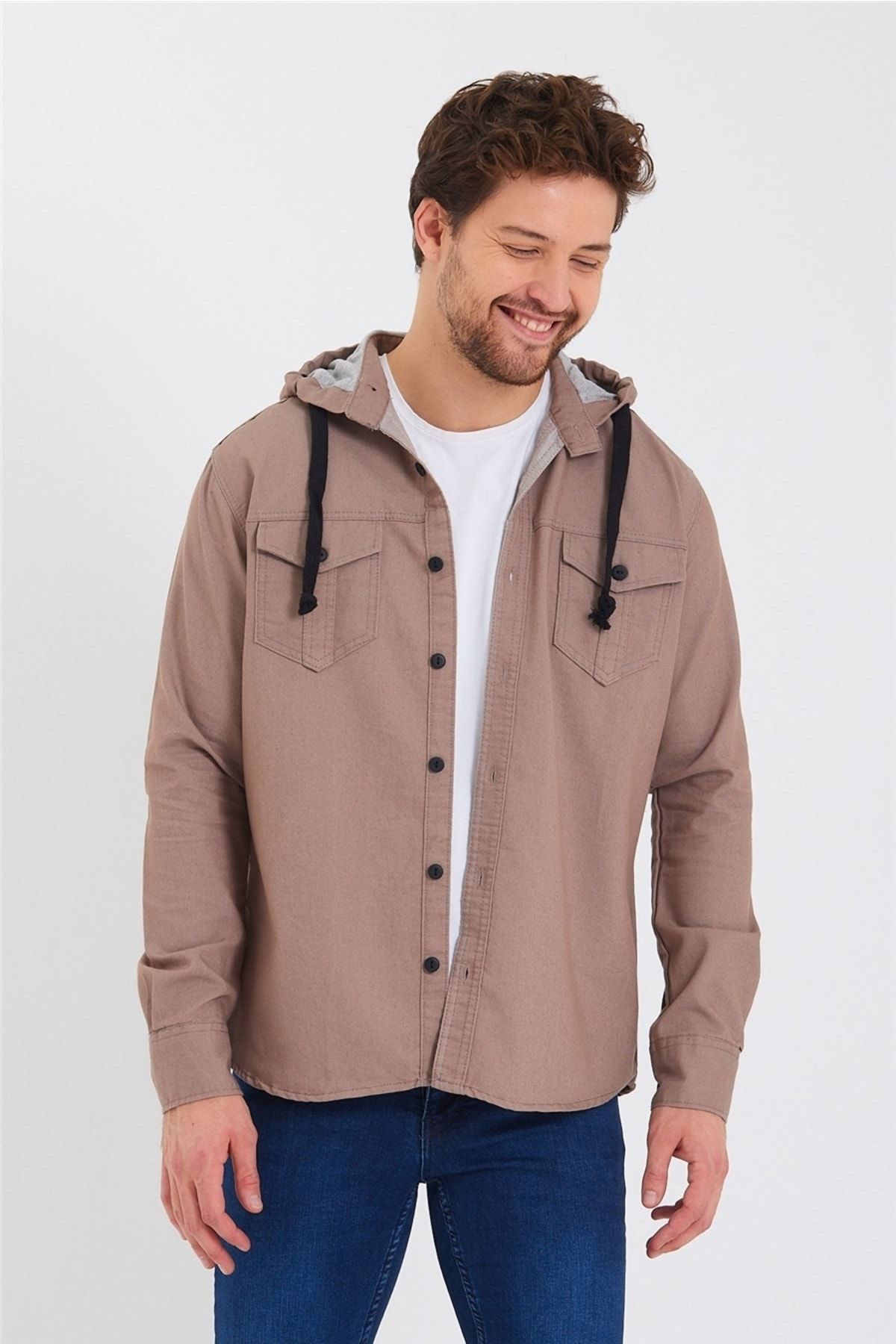 Denim hoodie hotsell shirt
