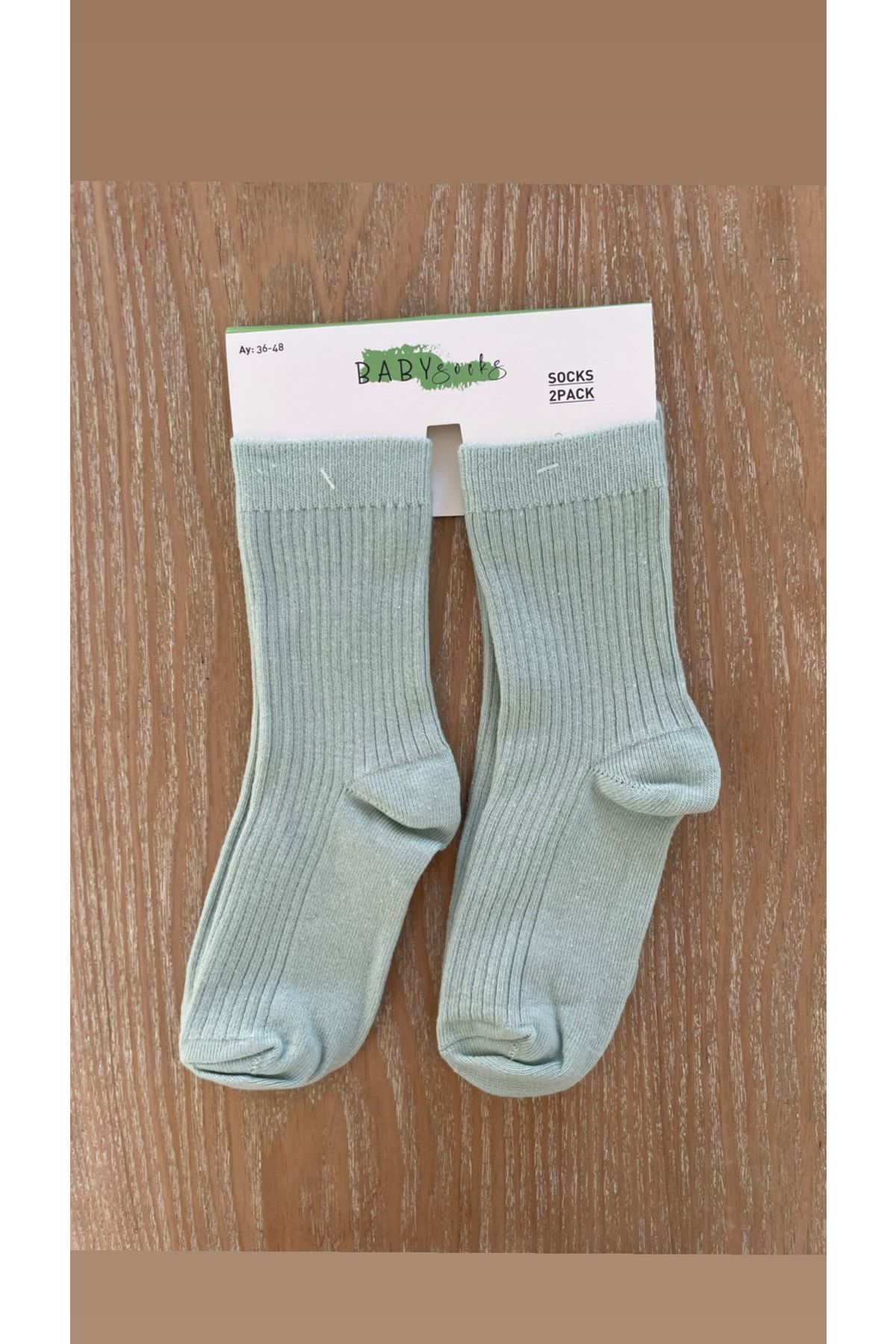 Zey Organik Corduroy Socks Water Green Baby Set of 2 Trendyol