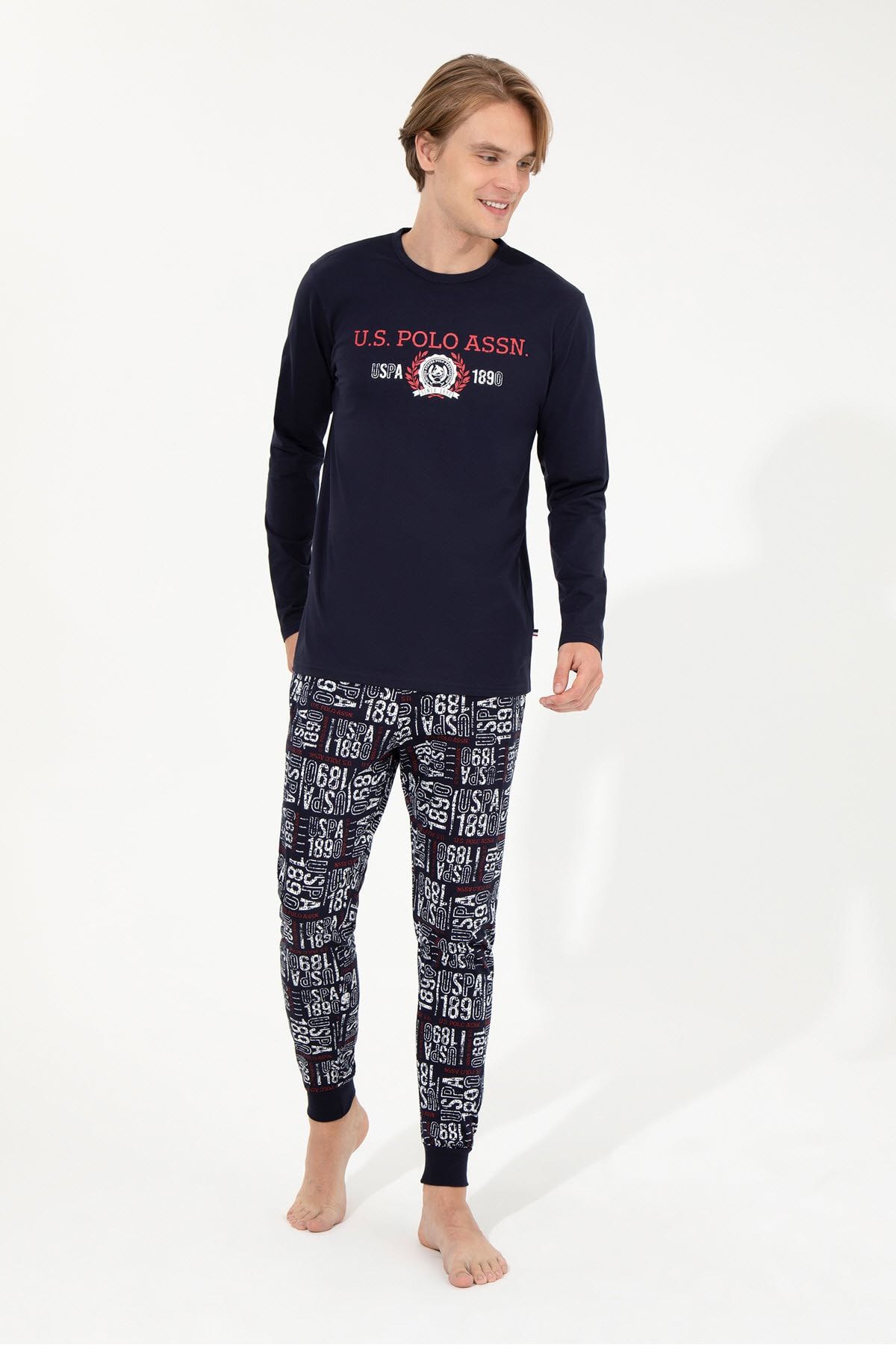ست پیژامه آبی مردانه لباس خواب ناوی U.S. Polo Assn.