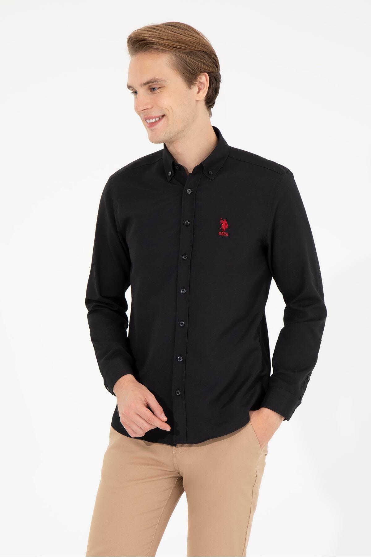 پیراهن مردانه مشکی یو اس پولو | G081GL004.000.1566252 اورجینال - تصویر 3