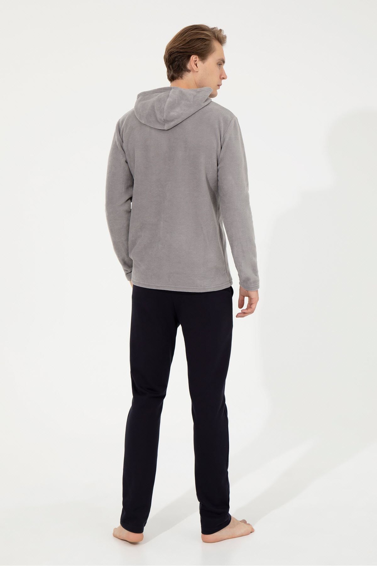 ست پیژامه خاکستری مردانه لباس خواب ملانژ خانگی U.S. Polo Assn.