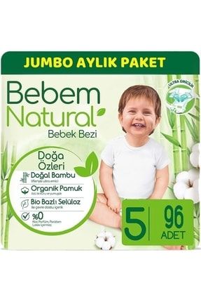 Bebem Bebek Bezi Natural Jumbo Aylık Pk Beden:5 (11-18kg) Junior 96 Adet PAKETBEBEM031
