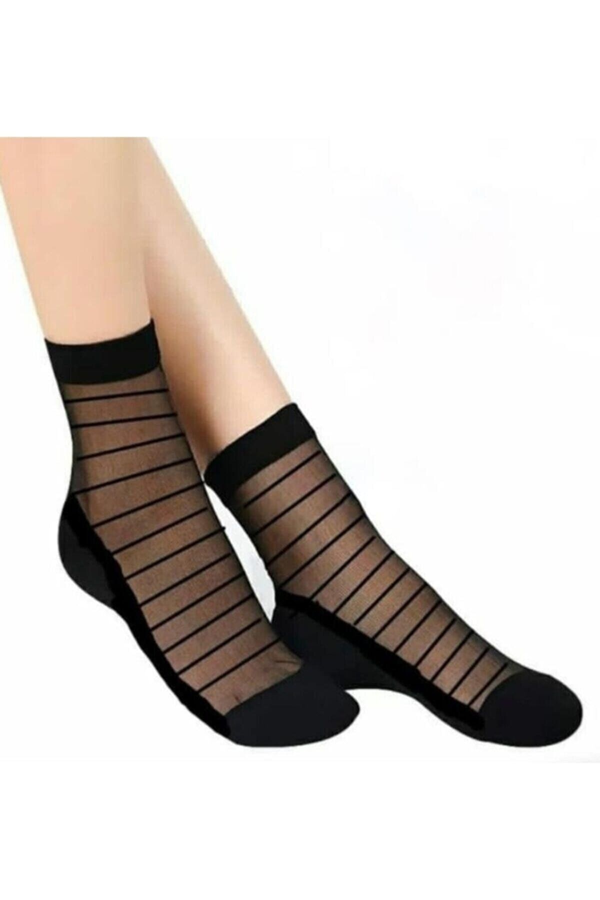 SOCKSHION Kadın Desenli Tül Çorap 6 Çift ZN7489