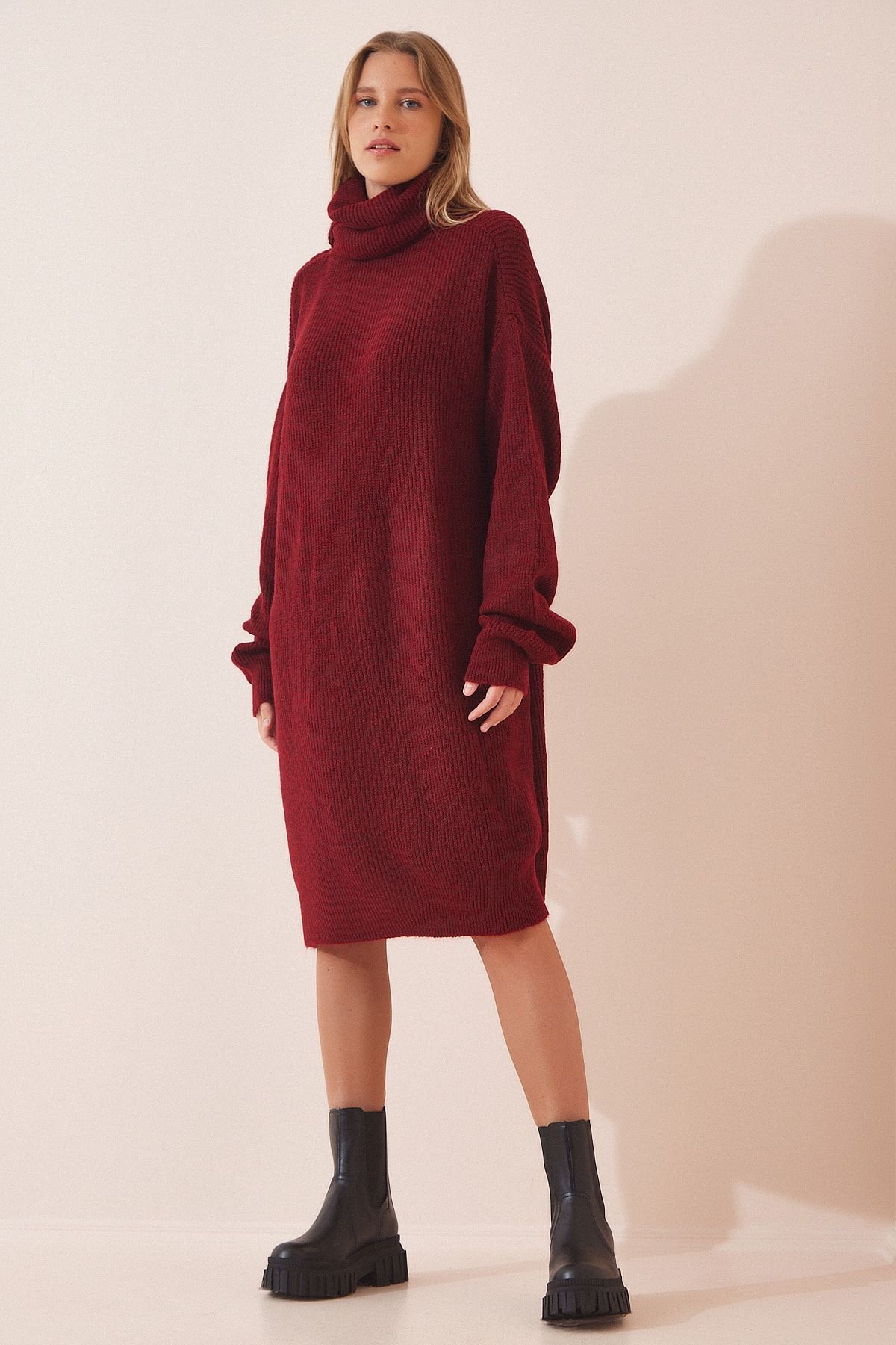 Happiness İstanbul Kleid Bordeaux Basic
