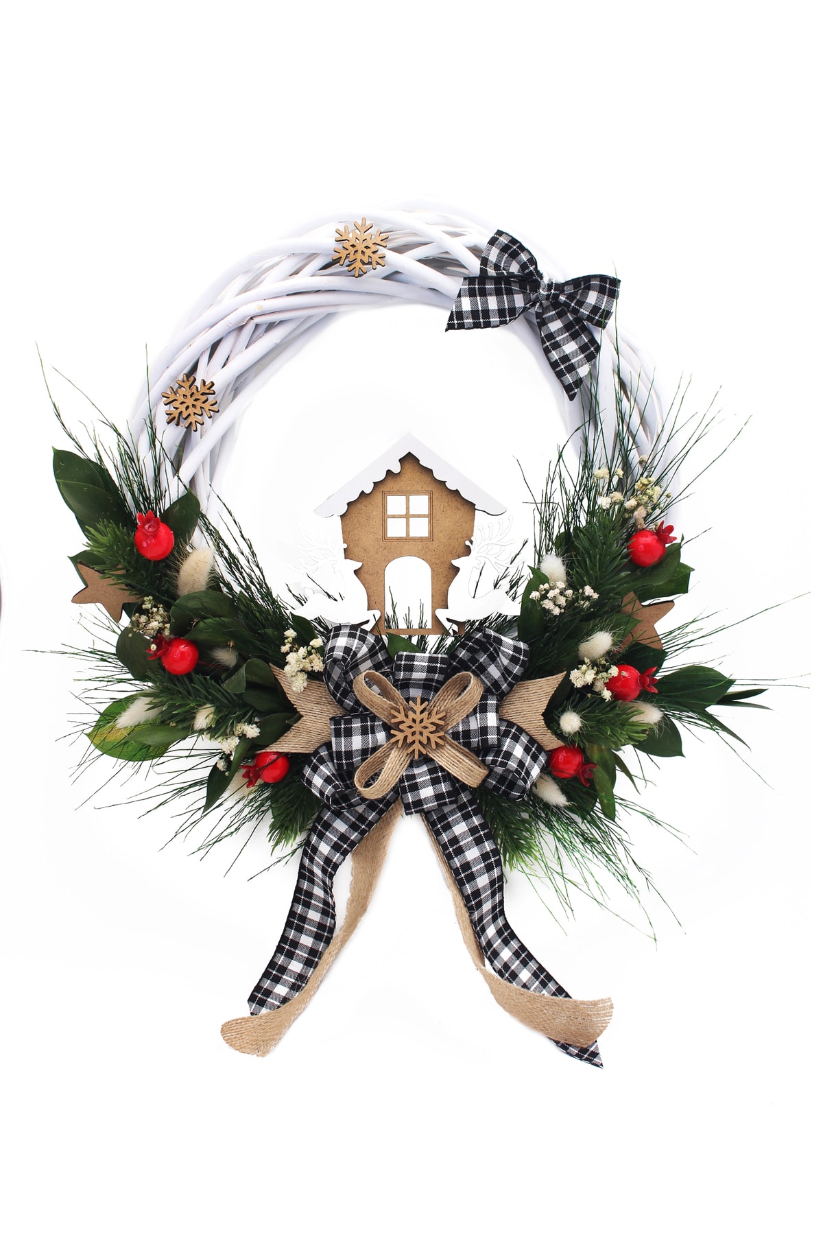 Natural Dried Flowers 2024 New Year 35cm Garland Door Ornament Door