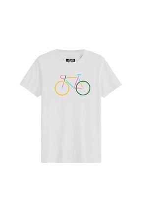 Bike Erkek Beyaz Baskılı T-shirt JFTLW04-BIKE