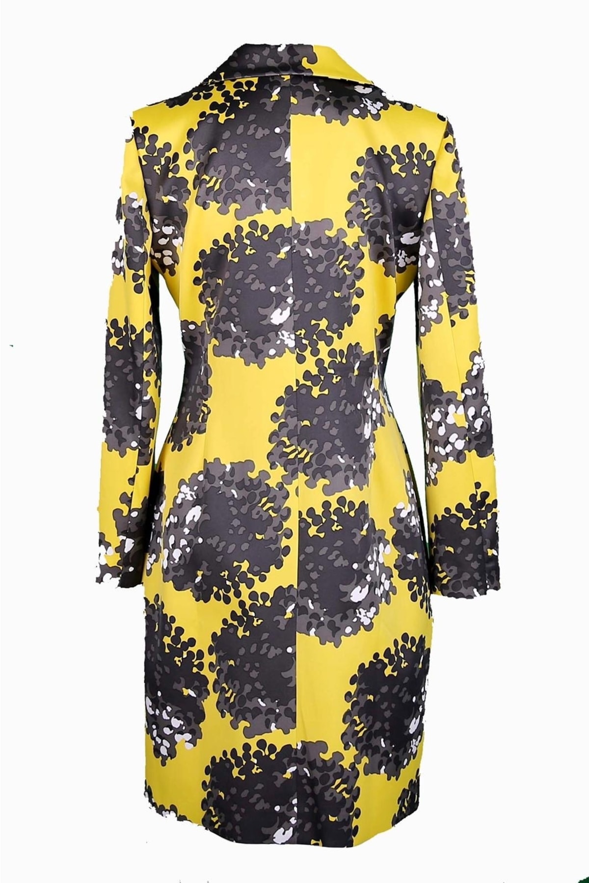 pimood  Clair Sarı Desenli Saten Kadın Manto - Görsel 2