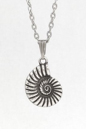 Spiral Mini Salyangoz Figür Kolye Kabartmalı Antik Gümüş Kaplama BU00390BJ01GMSUX