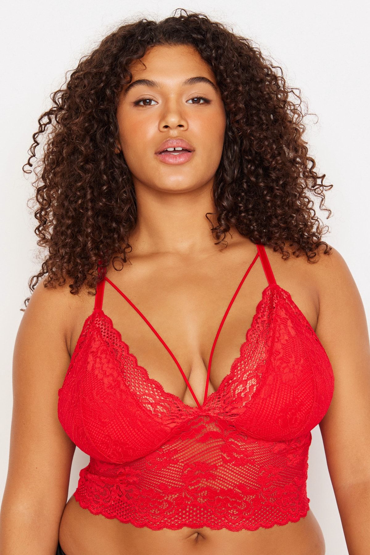 Trendyol Curve Red Piping Detailed Bustier - Trendyol